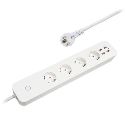 European Extension Socket EU Standard 4 outlet 4 USB Ports Works with Amazon Alexa Google Home iFTTT Smart WiFi Power Strip