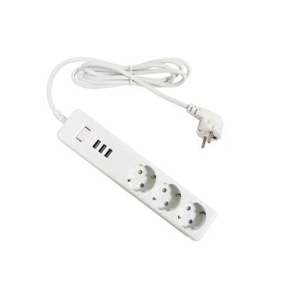 EU Plug Extension Socket Outlet Portable Travel Power Strip with USB Slots SCH Version