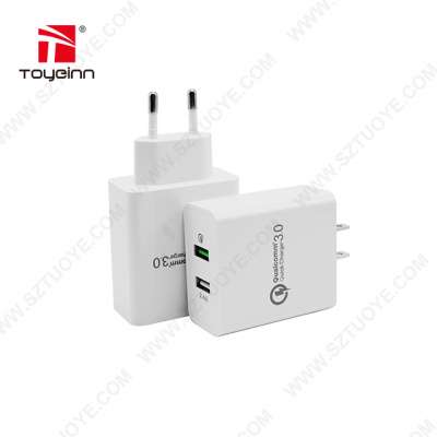 Pass BSMI Certificate Dual USB ( 1 USB-A+1 QC3.0 ) 30W USB Charger AC Adaptor Taiwan