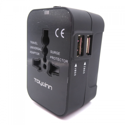 Universal International World Wide Multi Travel Plug Adapter with 2 USB PORT